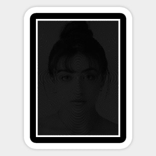 A Woman Portrait In Spiral Lines Sticker